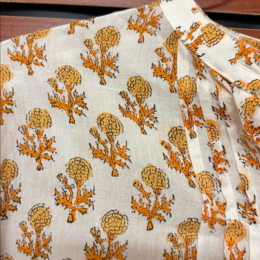 Emerson Fry India Collection Cream and Orange Blouse - Picture 6 of 9